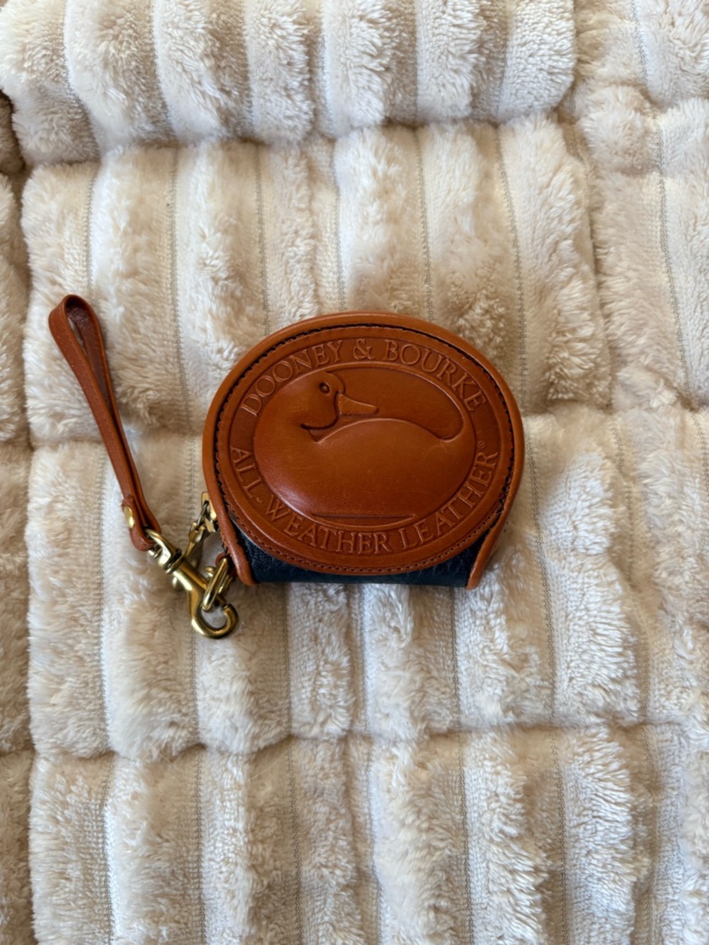 Dooney & Bourke Tan Leather Round Coin Pouch with Wristlet